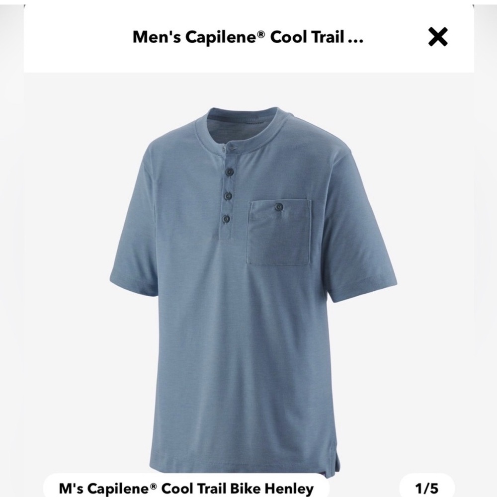 Men’s Patagonia capilene cool trail bike Henley blue size XL